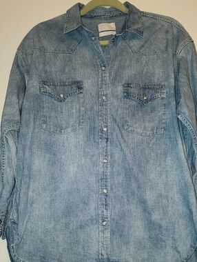 J. CREW Light Wash Denim Button-Up Shirt